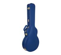 Crossrock Designer Series Wooden Electric Guitar Case for 335 Style Semi-Hollow | Vibrant Blue Faux Leather, Beige Plush Interior, Lock - Premium Hardshell