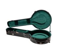 Crossrock Fiberglass Case for 4-String Tenor Banjo | Black Gloss Finish | TSA Lock, Backpack Straps, Hygrometer, Internal Storage - Resonator Style -Black（CRF2023TBJBK）
