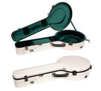 Crossrock Fiberglass Case for 4-String Tenor Banjo | Milky White Gloss Finish | TSA Lock, Backpack Straps, Hygrometer, Internal Storage - Resonator Style（CRF2023TBJMW）