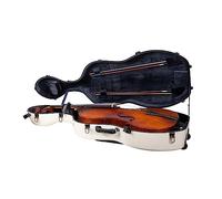 Crossrock Fiberglass Cello Case for 4/4 Full Size | Milky White Gloss Finish, Wheels, Music Pouch, Combination Lock - Protective Hard Shell for Commuting & Performance