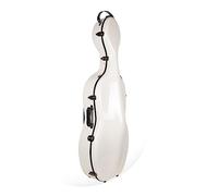 Crossrock Fiberglass Cello Case with Wheels - Fits 4/4 Full Size Cellos - Includes Padded Music Pouch, 3 Handles, Removable Shoulder Straps, Combination Lock - Milky White (CRF2020CEFMW-1)