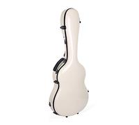 Crossrock Fiberglass Classical Guitar Case for 4/4 Nylon-String | Gloss Ivory Shell, TSA Lock, Blue Velvet Interior - Deluxe Hardshell with Backpack Straps