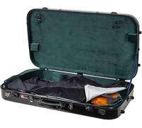 Crossrock Fiberglass Double Case for Mandolin & 4/4 Violin - Fits A & F-Style | Black Gloss Finish, TSA Lock, Backpack Straps, Accessory Storage - Pro Tour Series - Black（CRF2020MVBK-1）