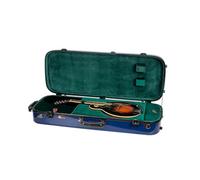 Crossrock Fiberglass Double Case- Universal to A&F style Mandolins, with Accessory Compartments, Removable Shoulder Straps, TSA Lock-Navy Blue (CRF2020MAFNVBL-R)