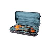 Crossrock Fiberglass Double Mandolin Case - Oblong for A & F-Style (Holds Two Instruments) | Black Gloss Finish, TSA Lock, Backpack Straps - Pro Travel Series