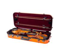 Crossrock Fiberglass Double Violin Case for Two 4/4 Size | Gloss Orang