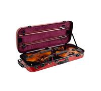Crossrock Fiberglass Double Violin Case for Two 4/4 Size | Gloss Red Finish, TSA Lock, Red Velvet Interior - Strong & Stylish Travel Case with Shoulder Straps