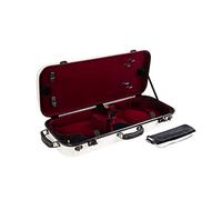 Crossrock Fiberglass Double Violin Case for Two 4/4 Size | Milky White Gloss Finish, TSA Lock, Red Velvet Interior - Durable Lightweight Case for Gigging Musicians - Milk White(CRF2020DVMW)
