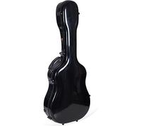 Crossrock Fiberglass Dreadnought Guitar Case for Martin D28 / Taylor 814CE | Gloss Black Shell, Blue Velvet Interior, TSA Lock, Backpack Straps - Waterproof Flight-Ready Hardshell