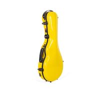 CrossRock Fiberglass F-Style Mandolin Case with Accessory Pocket, Back Strap, TSA Lock - Yellow (CRF2020MFYL)
