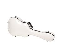 Crossrock Fiberglass Jazz Guitar Case - Fits 17" Lower Bout Arch Top Jazz Acoustic Guitar - Padded Straps,Interior Compartment,Fixed & Removable Paddings-Includes TSA Lock - Milky White(CRF2020JA17MW)