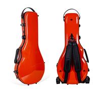 Crossrock Fiberglass Mandolin Case - Contoured for A & F-Style (Universal Fit) | Orange Gloss, Forest Green Velvet, TSA Lock, Backpack Straps, Accessory Compartment - Sleek Pro Travel Case