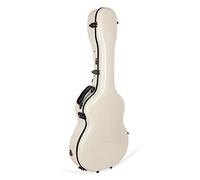 Crossrock Fiberglass OM Guitar Case for Martin 000-14 Fret | Ivory Finish, Blue Velvet Interior, TSA Lock - Waterproof Flight-Ready Case with Backpack Straps