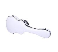 Crossrock Fiberglass OM Guitar Case for Martin 000-14 Fret | White Shell, Velvet Interior, TSA Lock - Premium Fiberglass Guitar Case with Backpack Straps