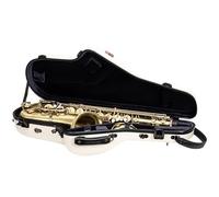 Crossrock Fiberglass Tenor Saxophone Case | Glossy Milky White Finish | Reinforced Shell, Upgraded Interior, TSA Lock, Backpack Straps - Pro Travel Protection（CRF2020TSMMW）