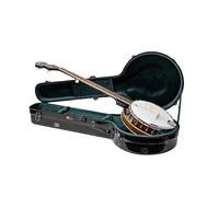 Crossrock Fibreglass Banjo Case for 5-String & Mastertone Styles | Gloss Black Shell, TSA Lock, Backpack Straps, Hygrometer, Velvet Interior