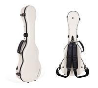 Crossrock Fibreglass Baritone Ukulele Case | Milky White Finish, TSA Lock, Plush Velvet Interior, Backpack Straps - Premium Case for 30-31” Ukuleles - Milky White(CRF2020BUMW)