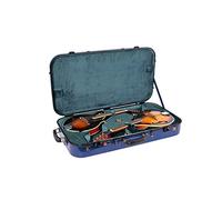 Crossrock Fibreglass Double Mandolin Case | Twin A/F-Style Fit, Mint Blue Gloss Shell, TSA Lock, Removable Padding, Plush Interior - Navy Blue(CRF2020DMNVBL)