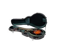 Crossrock Fibreglass Mandolin Case for F-Style | Gloss Black Shell, TSA Lock, Accessory Compartment, Backpack Straps - Suspension Padding
