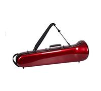 Crossrock Fibreglass Trombone Case | Gloss Red Shell, Grey Plush Interior, Backpack Straps - Fits F-Trigger or Straight Bb Tenor Trombone