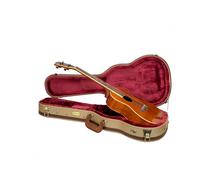 Crossrock Master Series Baritone Ukulele Case for 30'' & 31'' | Classic Fabric Tweed Exterior, Re-Engineered Shell, Backpack Straps & Leather Handle, Deep Red Velvet Interior