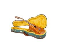 Crossrock Master Series Baritone Ukulele Case for 30'' & 31'' | Malachite Blue Eco Tweed Fabric, Re-Engineered Shell, Backpack Straps & Leather Handle, Gold Velvet Interior