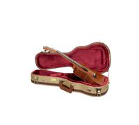Crossrock Master Series Concert Ukulele Case for 23'' & 24'' | Classic Fabric Tweed Exterior, Re-Engineered Shell, Backpack Straps & Leather Handle, Deep Red Velvet Interior