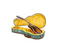 Crossrock Master Series F-Style Mandolin Case | Malachite Blue Tweed Exterior, Re-Engineered Wooden Shell, Leather Handle, Backpack Straps(CRW720MFMB)