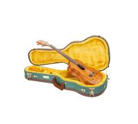 Crossrock Master Series Tenor Ukulele Case for 27'' Large Body | Malachite Blue Eco Tweed Fabric, Re-Engineered Shell, Backpack Straps & Leather Handle, Gold Velvet Interior