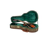 Crossrock Master Series- Wooden F-style Mandolin Case- Security Lock, Genuine Leather Handle, Reinforced Hardware, Metal Feet, Storage Space- Olive Green (CRW720MFOG)