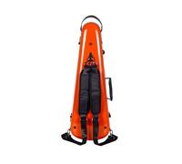 Crossrock Molded Fiberglass Violin Case for 4/4 | Orange High Gloss | TSA Lock Backpack Straps Velvet Blanket Integrated Storage