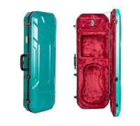 Crossrock Oblong Case fits 4/4 Full-Size Violin, Includes Interior Compartment, 2 Bow Holders, Security Lock, and Detachable Straps-Mint Blue (CRA860VFMB-R)