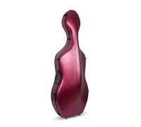 Crossrock Poly Carbon Cello Case for 4/4 Full Size | Matte Red Finish, Lightweight Shell with Wheels - Designed for Student Practice & Travel