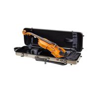 Crossrock Poly Carbon Oblong Violin Case for 4/4 Full-Size | Champagne Matte Finish, Hygrometer, Music Pouch, Accessory Storage - Lightweight Hard Shell
