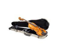 Crossrock Poly Carbon Shaped Violin Case for 4/4 Full-Size | Matte Champagne Finish, Hygrometer, Accessory Storage - Lightweight Hard Shell for Daily Travel -Champagne (CRF4050VFCH)