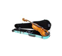 Crossrock Poly Carbon Shaped Violin Case for 4/4 Full-Size | Matte Mint Blue Finish, Hygrometer, Accessory Storage - Lightweight Hard Shell for Daily Travel