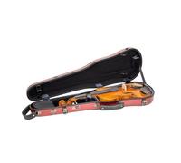 Crossrock Poly Carbon Shaped Violin Case for 4/4 Full-Size | Matte Red Finish, Hygrometer, Accessory Storage - Lightweight Hard Shell for Daily Travel
