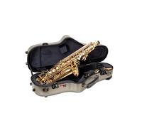 Crossrock Polycarbonate Alto Saxophone Case | TSA Lock, Backpack Straps, Scratch-Resistant Shell, Neck & Mouthpiece Storage - Champagne Silver (CRF4050ASCS)