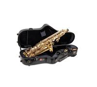 Crossrock Polycarbonate Alto Saxophone Case | TSA Lock, Backpack Straps, Scratch-Resistant Shell, Neck & Mouthpiece Storage - Black (CRF4050ASBK)