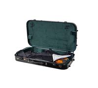 Crossrock Rectangular Fibreglass Double Case for Mandolin & 4/4 Violin | Gloss Black Shell, TSA Lock, Backpack Straps, Accessory Compartments - Universal Fit -Black (CRF2020MVBK)