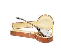 Crossrock Relief Series Banjo Case for 5-String Resonator | Carved Red Wood Finish, Ivory Plush Interior, Lock - Premium Wooden Hardshell
