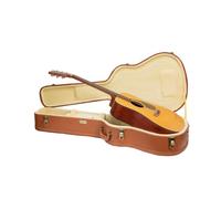 Crossrock Relief Series Dreadnought Guitar Case for Gibson J-45 / Martin D-Style | Carved Red Wood Finish, Ivory Plush Interior, Lock - Premium Wooden Hardshell - Redwood(CRW630DRO)