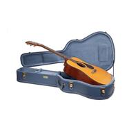 Crossrock Relief Series Dreadnought Guitar Case for Gibson J-45 / Martin D-Style | Carved Smoke Blue Finish, Monochrome Blue Velvet Interior, Lock - Premium Wooden Hardshell