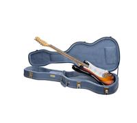 Crossrock Relief Series Electric Guitar Case for Telecaster & Stratocaster Style | Carved Smoke Blue Finish, Monochrome Blue Velvet Interior, Lock - Premium Wooden Hardshell
