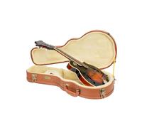 Crossrock Relief Series Mandolin Case for F-Style | Carved Red Wood Finish, Mink Fleece Interior, Locking Latches - Wooden Arched Hardshell