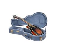 Crossrock Relief Series-Wooden Case for F-Style Mandolin, With Highly Textured Surface, Mink Imitation Fleece, Stainless Steel Latches-Smoke Blue (CRW630MFSB)