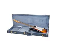 Crossrock Relief Series Rectangular Electric Guitar Case for Stratocaster & Telecaster | Carved Smoke Blue Finish, Mink Velvet Interior, Lock - Premium Wooden Hardshell
