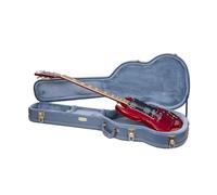 Crossrock Relief Series SG Guitar Case for Gibson SG Style Electric Guitars | Carved Smoke Blue Finish, Monochrome Blue Velvet Interior, Lock - Premium Wooden Hardshell