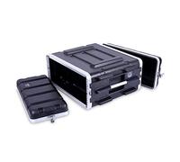 Crossrock Stackable 4U Rack Case, Standard 19.25” Depth, Polyethylene Hard-Shell Construction with Heavy Duty Hardware-Black(CRA9604U)