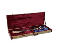 Crossrock Wooden Guitar Case for Jazzmaster & Jaguar Style Guitars | Vinyl Tweed Finish, Plush Interior, Lock, Gold Latches - Standard Series - Tweed(CRW620JMTW)